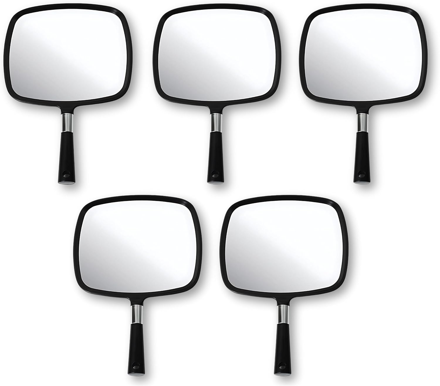 Mirrorvana Pack of 5 Large & Comfy Hand Held Mirror (Black)