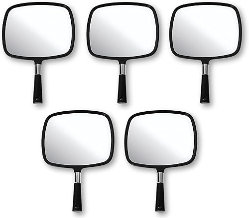 MIRRORVANA Paquete de 5 espejos de mano grandes y cómodos, compra baratos a granel para ahorrar al por mayor, adecuado para barbería, peluquería