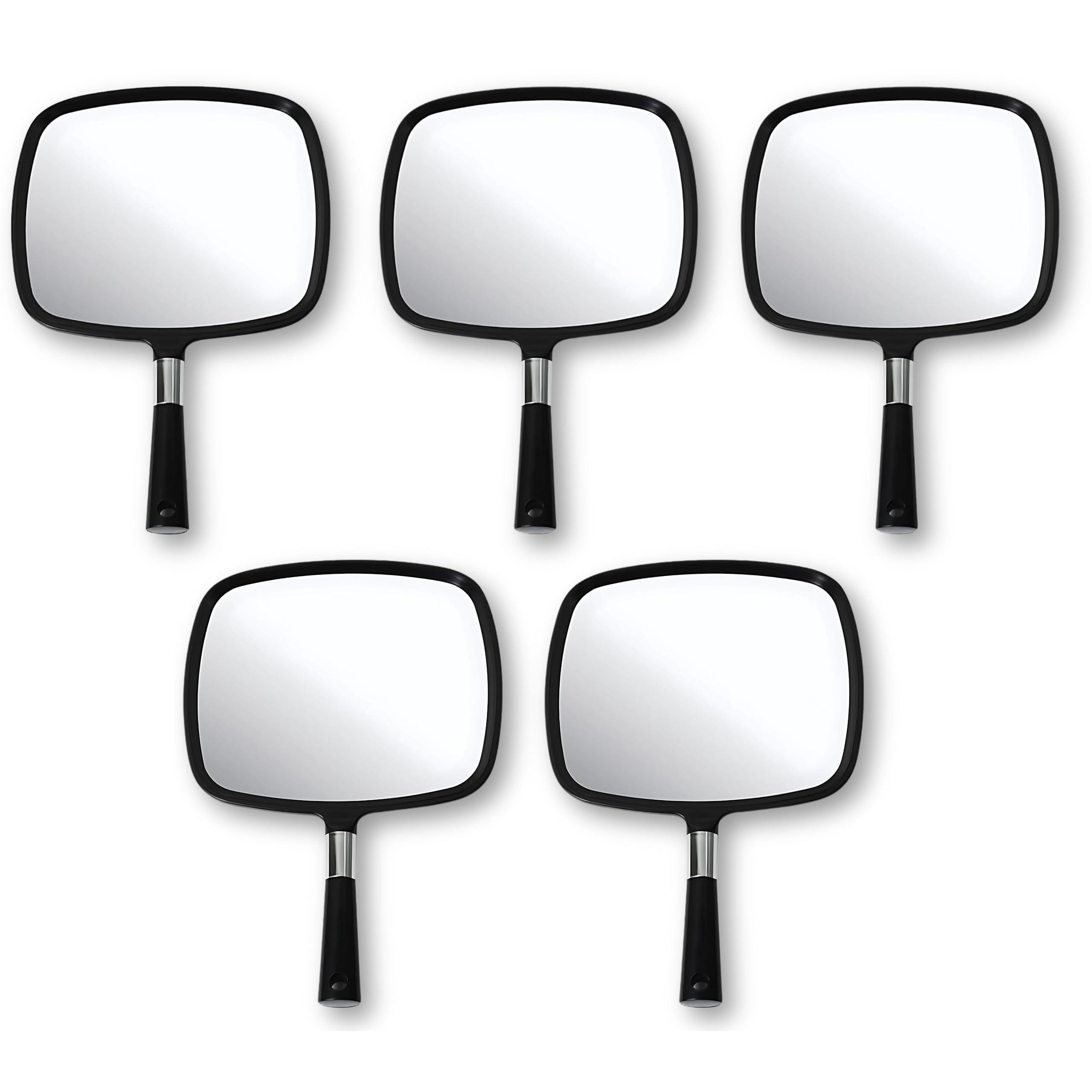 Mirrorvana Pack of 5 Large & Comfy Hand Held Mirror (Black)