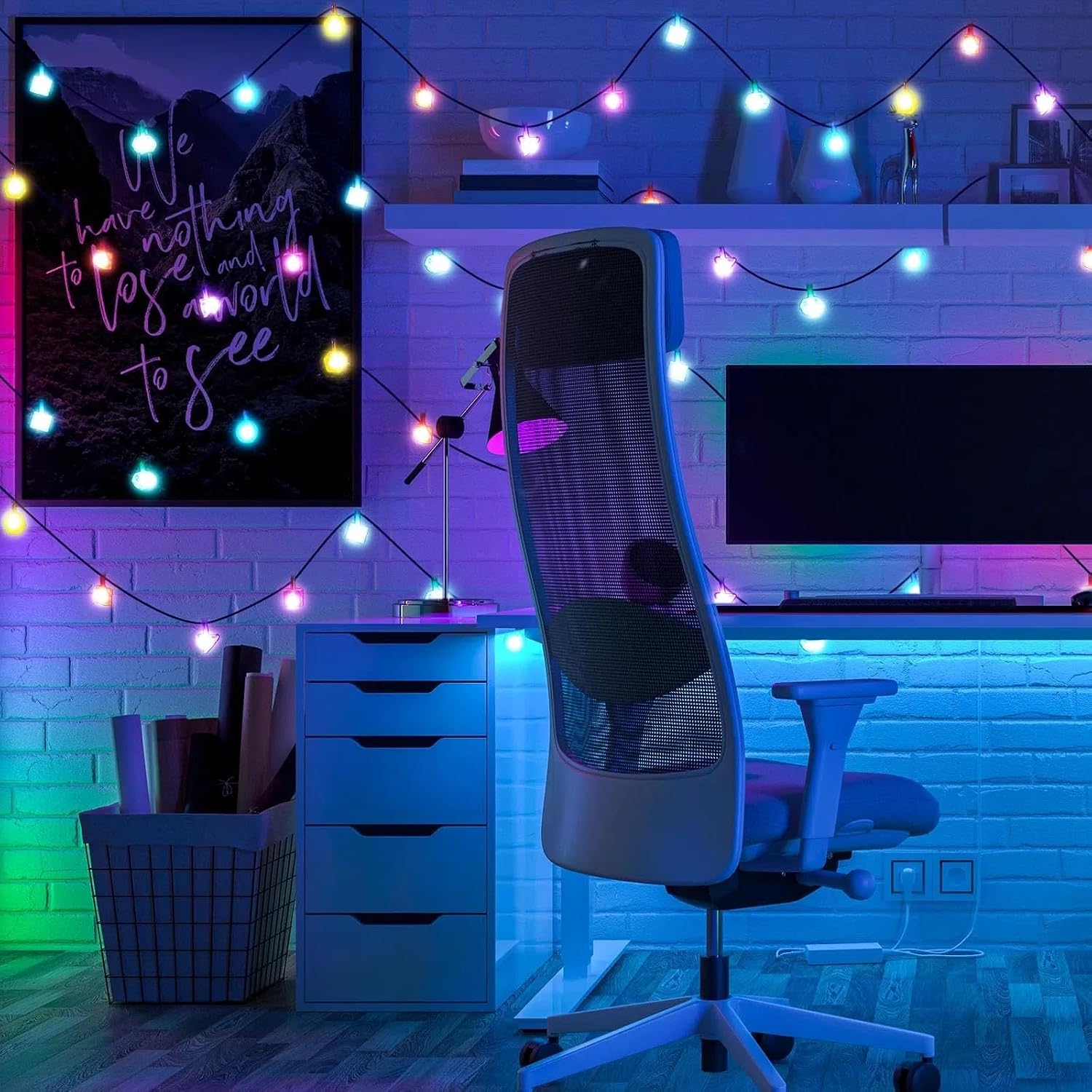 Wettarn 10 ft Polyhedral Dice String Lights LED Dice Lights Strands Extendable Glow in the Dark Party Decorations for Role Playing Game Bedroom Indoor Outdoor Wedding Tree Garden Decoration