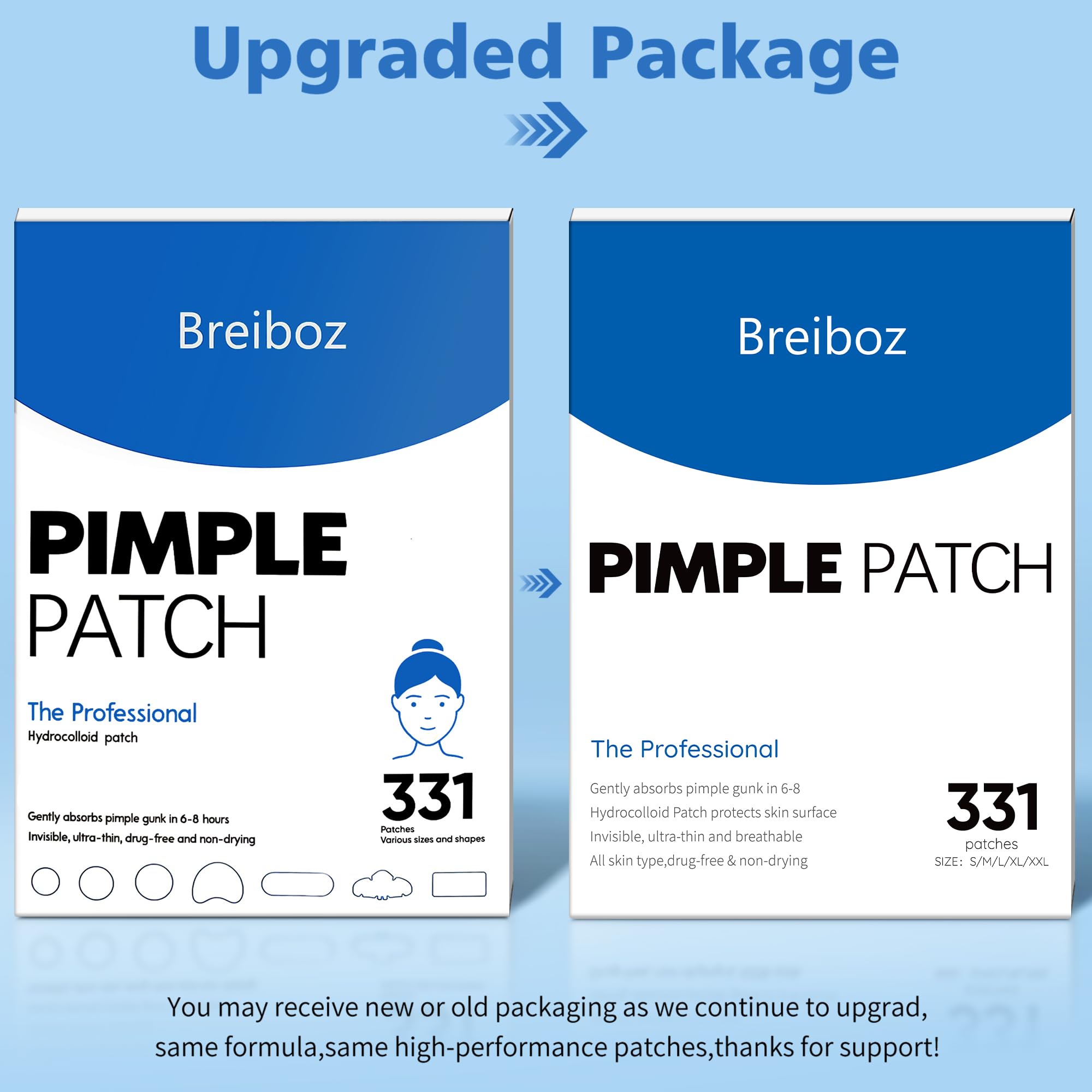 Breiboz Day and Night Trądzik Pimple Patches for Face Invisble Spot Patches for Covering Zits and Blemishes with Tea Tree, kwas salicylowy i olejek Cica - 280 Patches, 5 Size 2 Thickness