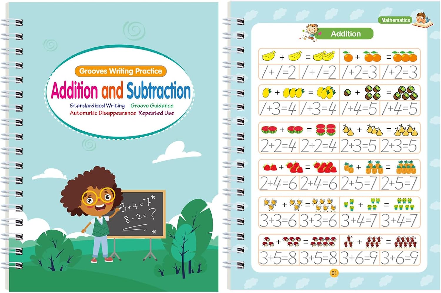 4Pcs Magical Handwriting Practice Workbook Set for Preschooler Includes Gel Pen Silicone Pen Grip and Refills English Handwriting Practice Sheets