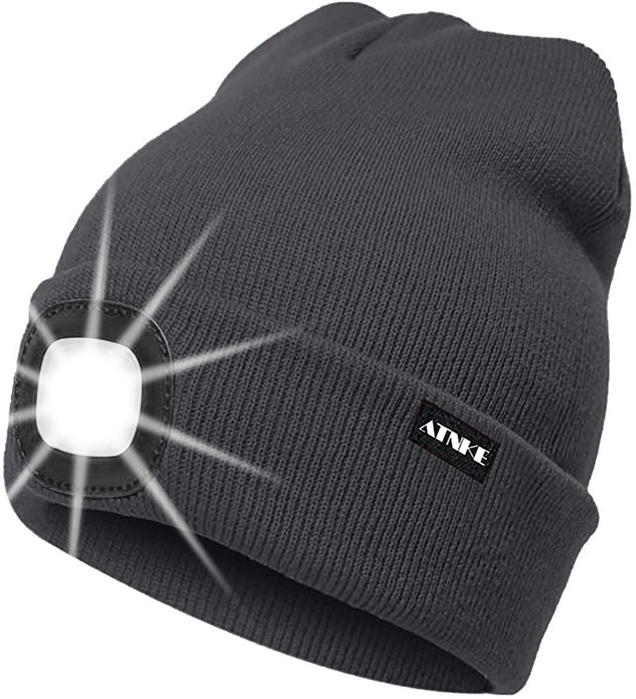 ATNKE LED Cappello Illuminato Berretto,USB Ricaricabile Cappello da Corsa 4 LED Impermeabile Luce Invernale Calda Lampada Frontale Regali per Uomo e Donna