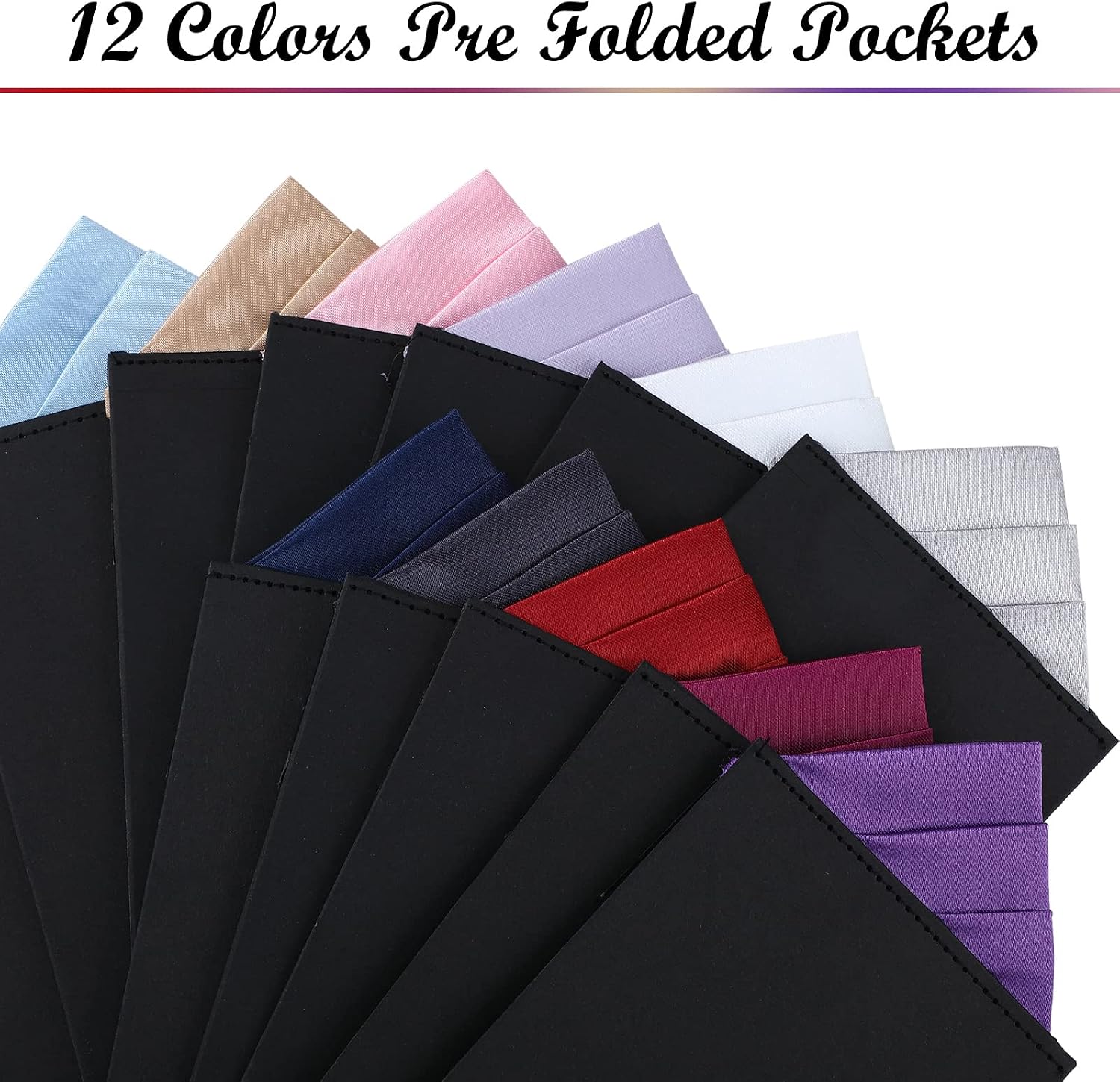12 Pcs Pocket Squares for Men Polyester Pre Folded Suit Pocket Handkerchief on Card Masculine Suit Accessories Men (Classic Style)