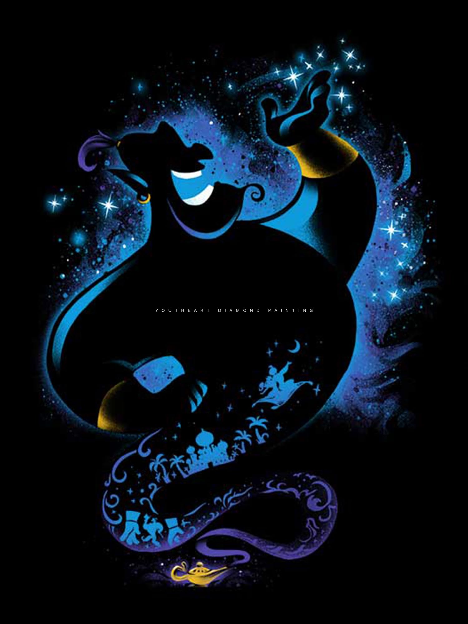 Youtheart Painting with Diamonds Magic Lamp Diamond Art Villain, 5D Full Drill Cross Stitch Embroidery Kits, DIY Wall Décor