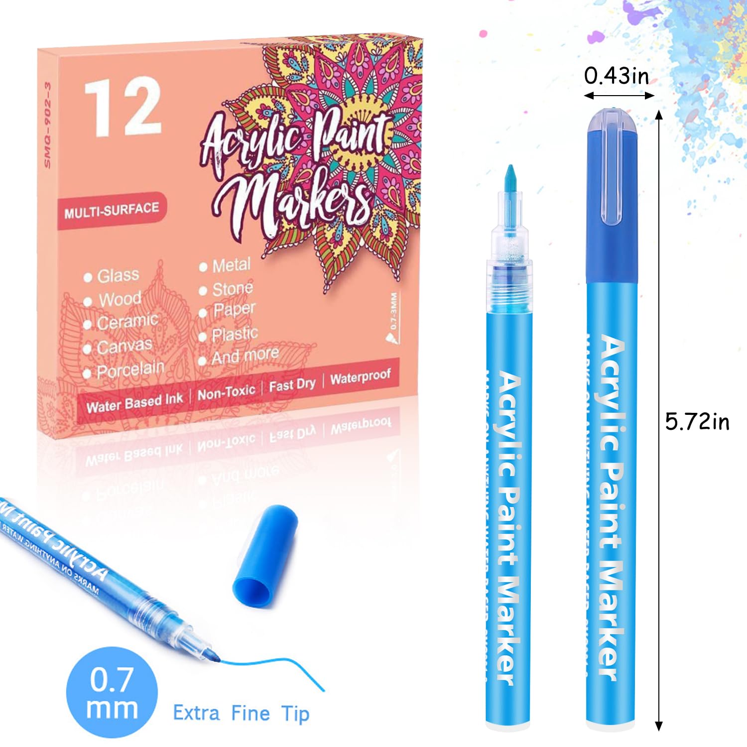 Pennarelli Acrilici Punta Fine 0,7mm - 18 Colori Impermeabili Per Pietra, Ceramica, Legno - Foto 8