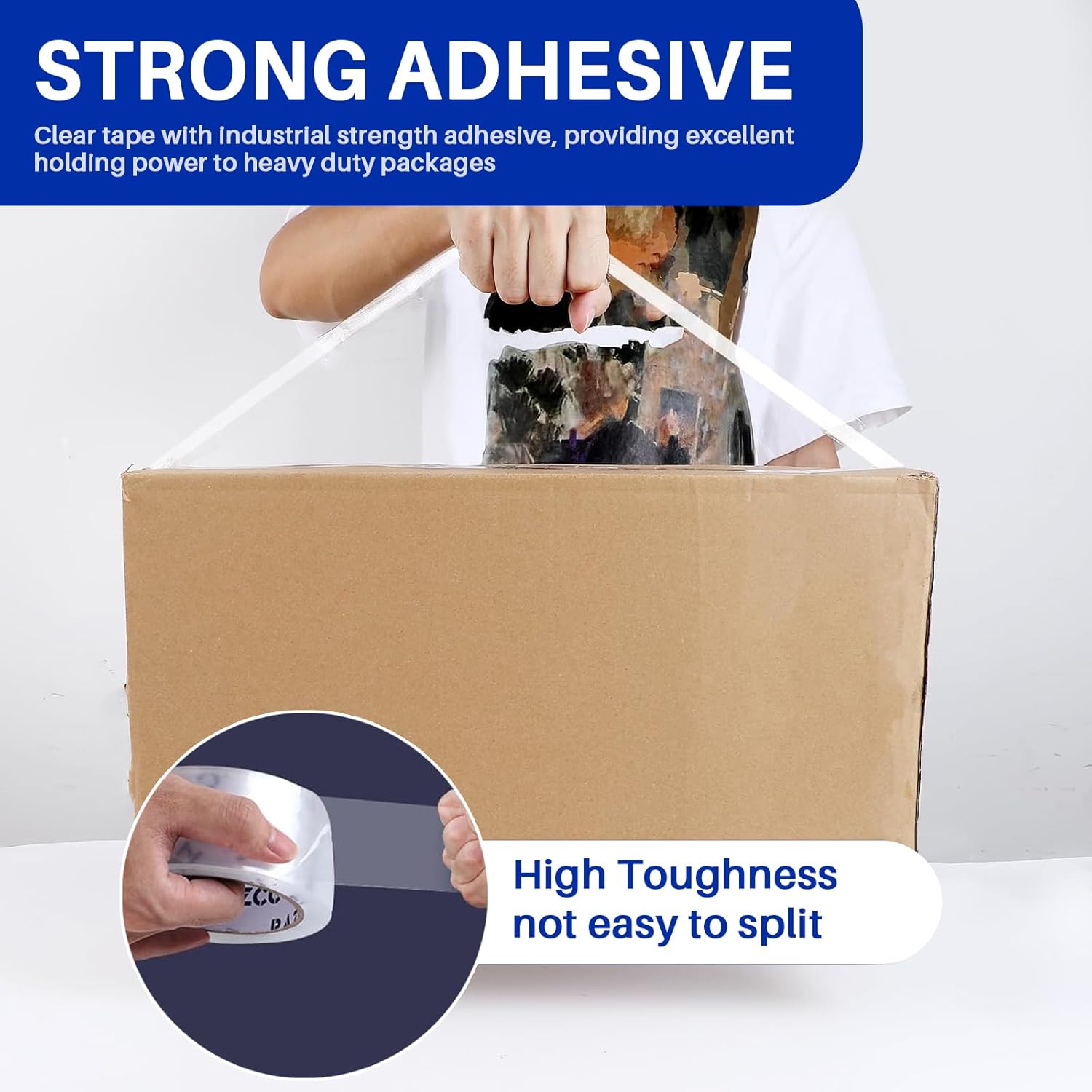 Clear Packing Tape, 24 Rolls Heavy Duty Packaging Tape with Dispensers for Packing Shipping Moving and Sealing, Thicker Packing Tape-2" x 65 Yards Per Roll, 1560 Total Yards - Image 5