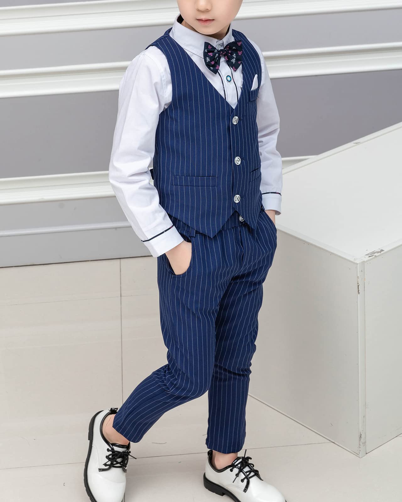 2/5-teiliges Jungen Anzug Set Formelle Kleidung Weste Set, Kinder Gentleman Weste Hosen Kleidung Outfits Anzüge