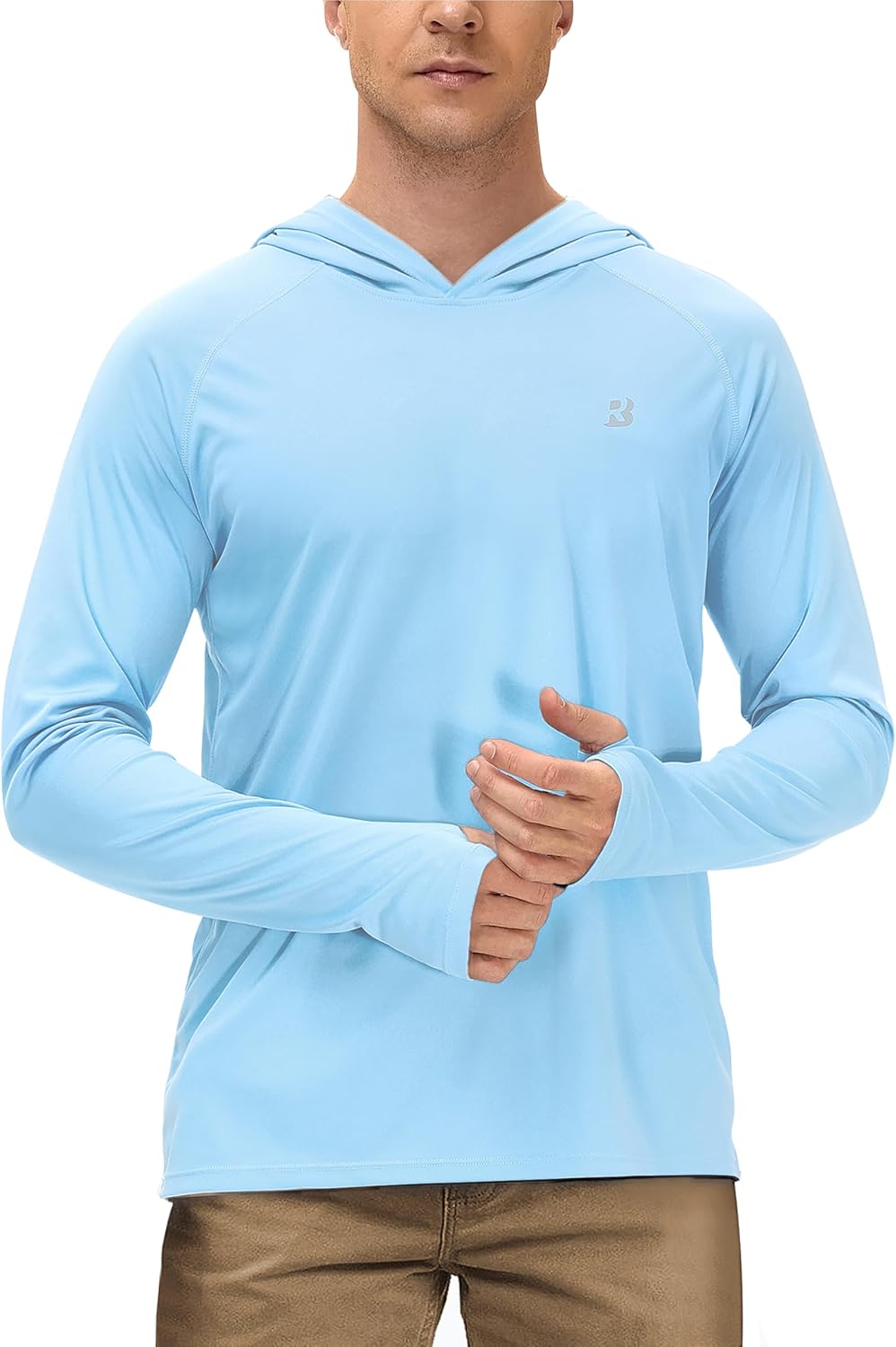 Roadbox Mens UPF 50+ Long Sleeve, Sun Hoodie Fishing Shirts for Men, UV Protection Hooded for Hiking Running Workout