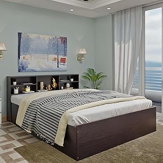 VIKI Utility King Size Bed with Storage (70x80) | Engineered Wood Wooden Bed Frame for Bedroom | Modern Box Storage Cot | ...