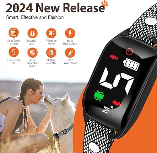Miniatura 2 de Collar antiladridos recargable para perros grandes con 5 sensibilidades ajustables, collar antiladridos inteligente con pitido de vibración para
