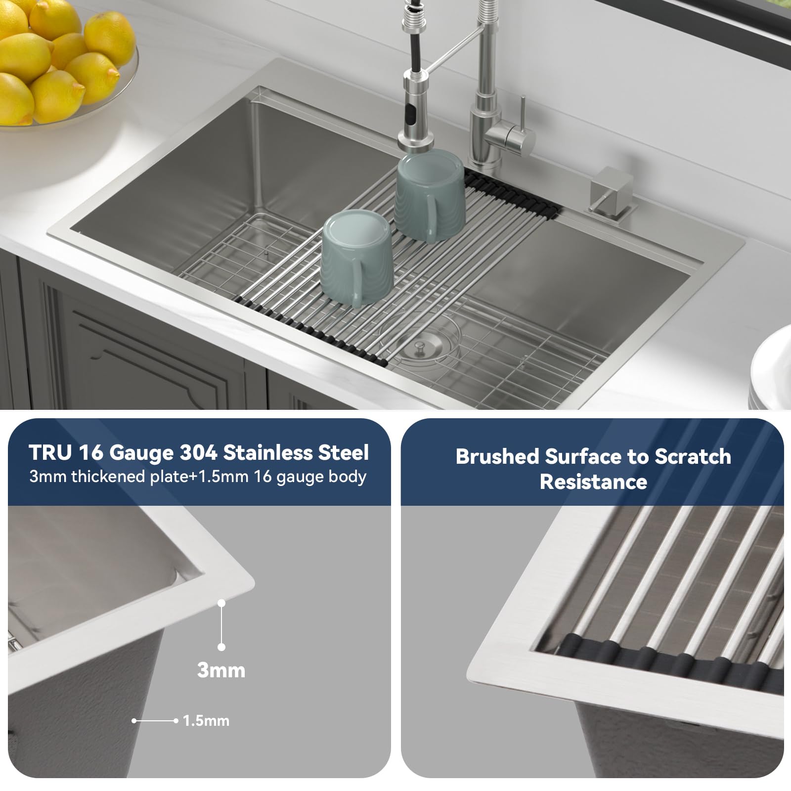 Snapklik.com : LORDEAR Drop In Kitchen Sink 30 Inch Stainless Steel ...