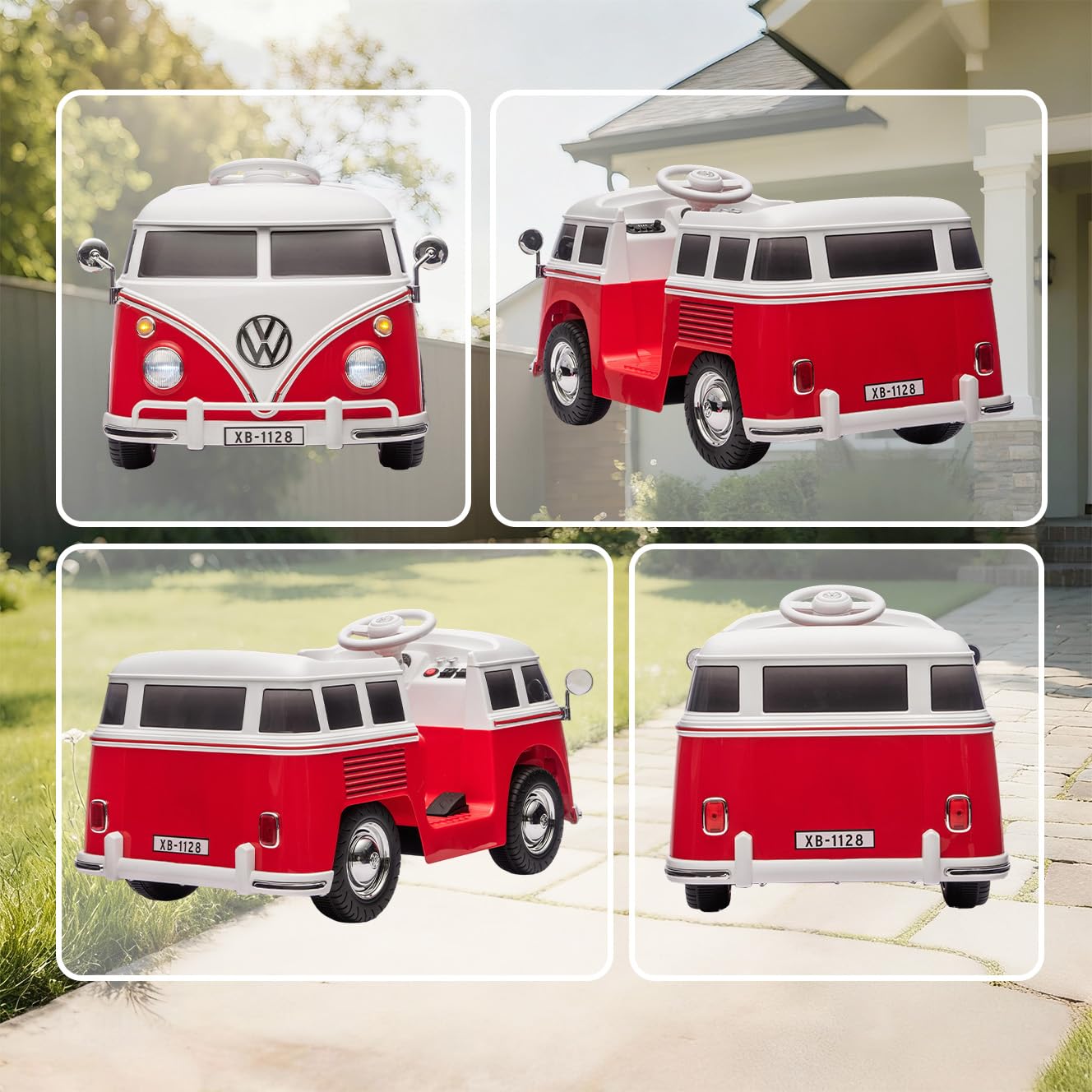 AIYAPLAY Kinder Elektroauto 12V Volkswagen Kinderfahrzeug mit MP3 Rot | Doppelmotor, Elektrofahrzeug mit Hupe, LED-Lichtern, Sanftanlauf, 3-8 km/h, für 3-7 Jahre Kinder