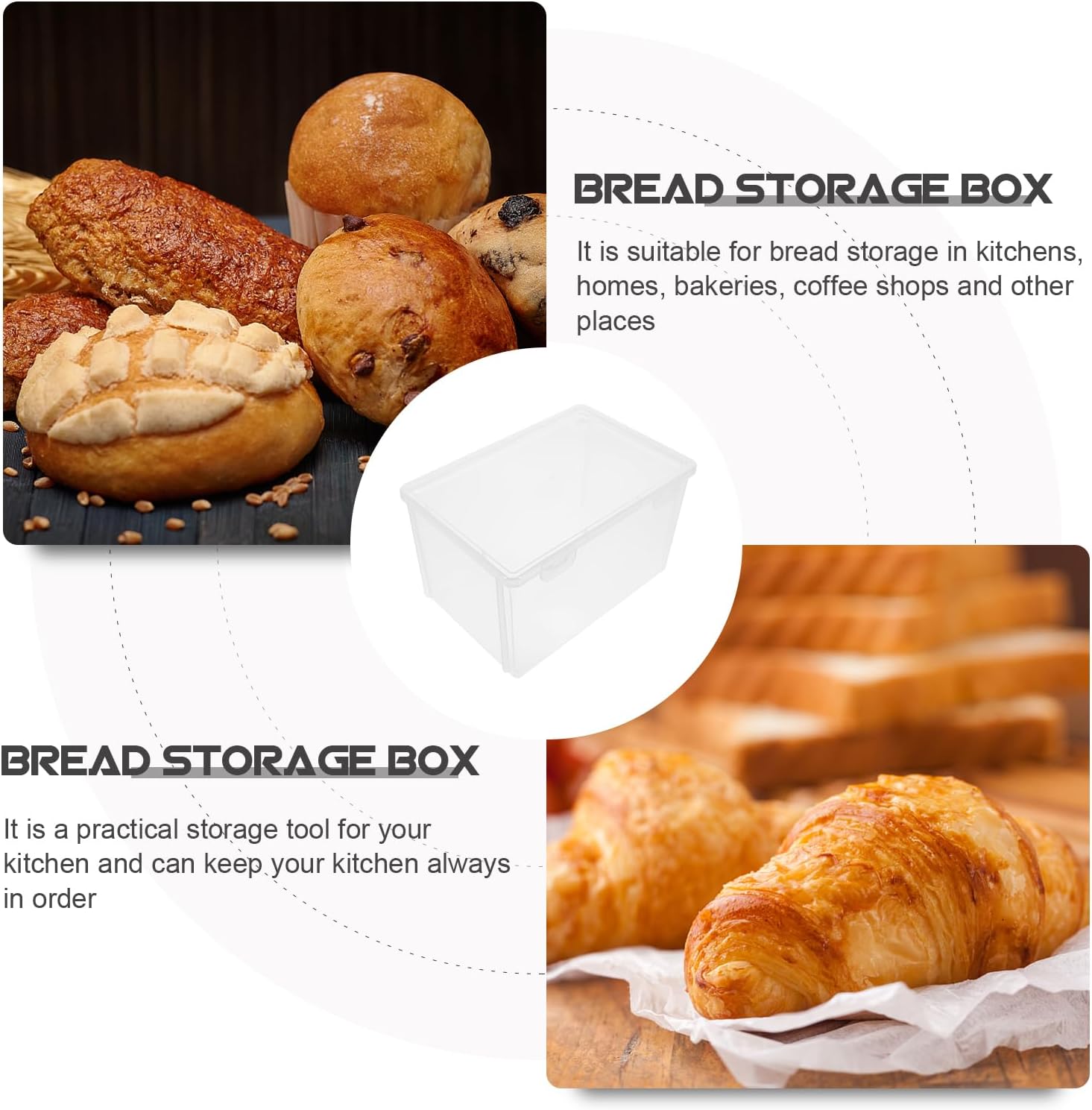 UPKOCH Bread Box for Refrigerator 8.38X5.78X5.00In Clear Plastic Fresh Box with Airtight Lid Kitchen Bread Container for Toast Bagels and Homemade Storage Organizer
