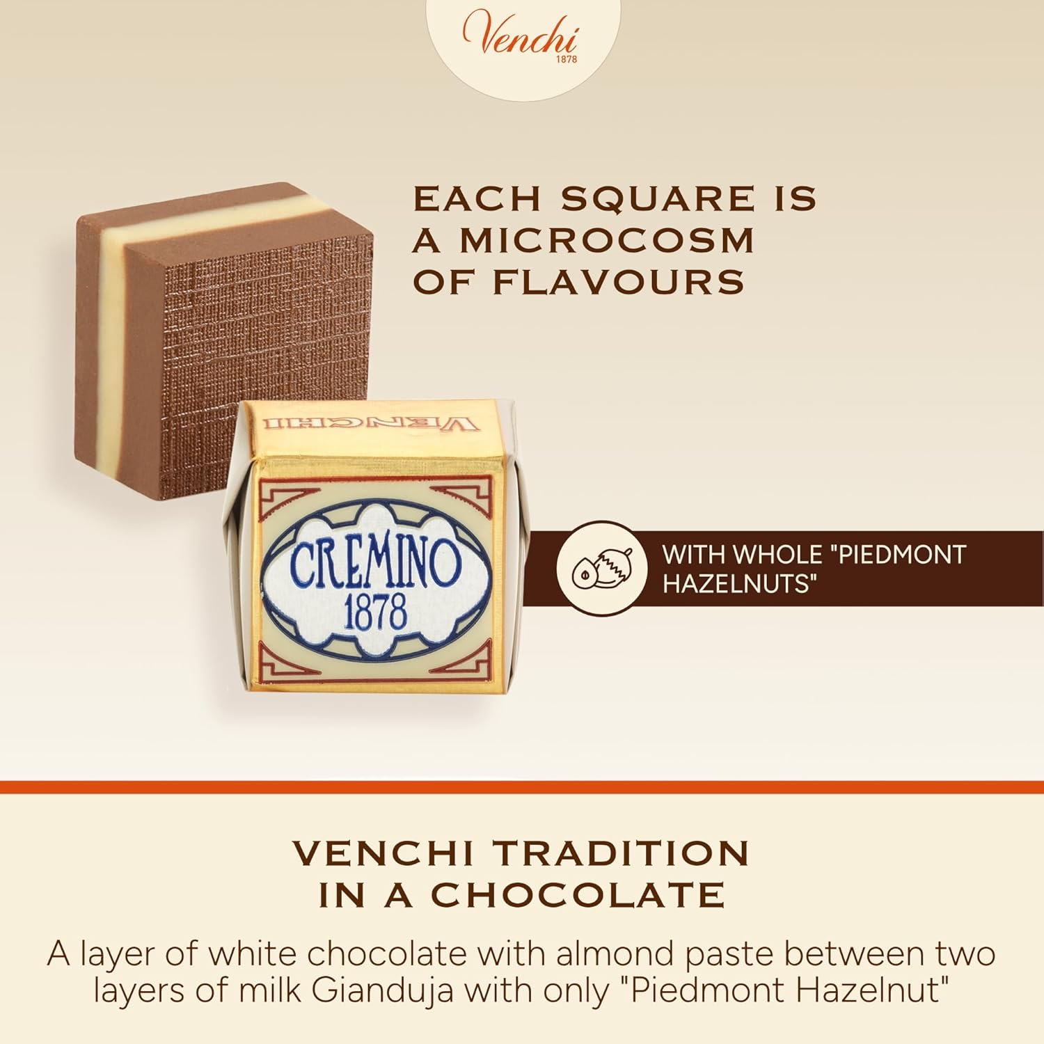 Venchi - Classic Cremino Chocolates, Gianduia and White Chocolate Flavor, Chocolate Candy Bulk, Gluten-Free, 2.2 lb Bag - Image 3