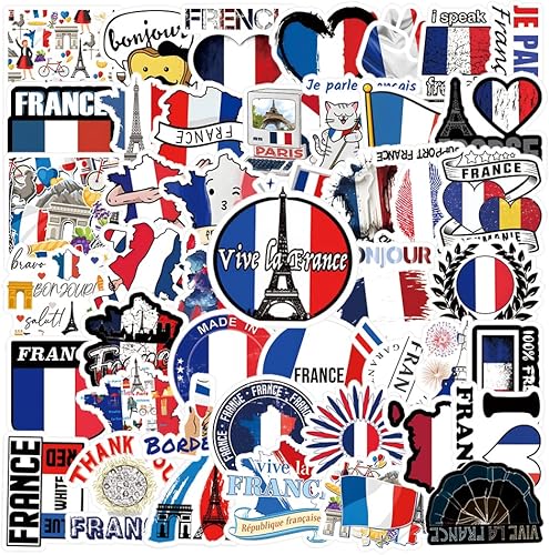 Paquete de 54 calcomanías francesas, calcomanías de vinilo estético de graffiti impermeables para botella de agua, laptop, teléfono, álbumes de