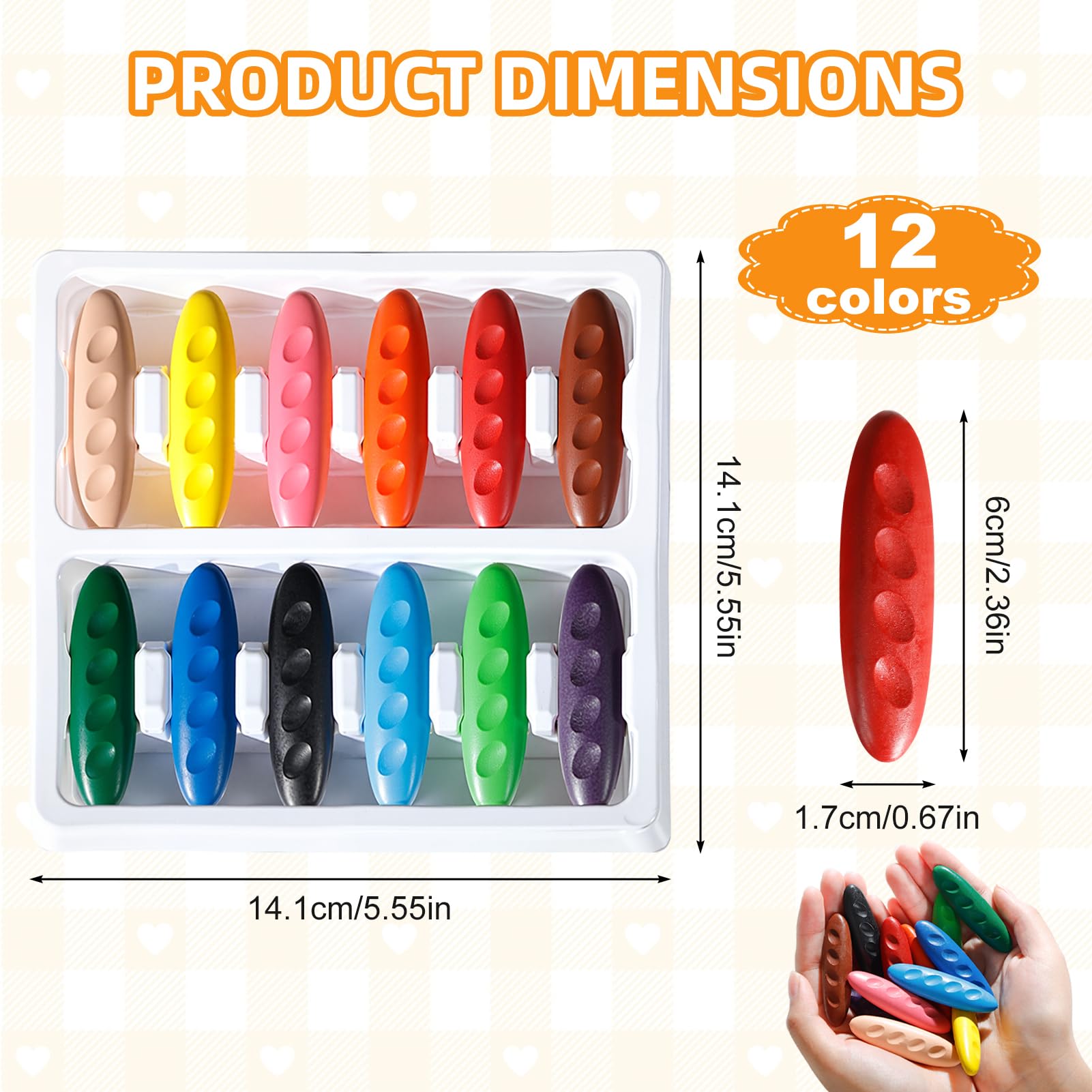 Tacitmeet Peanut Crayons, 12 Colors Toddler Crayons for 1-6 Year Old Non Toxic, Easy to Hold, Washable Chunky Crayon for Kids - Image 2