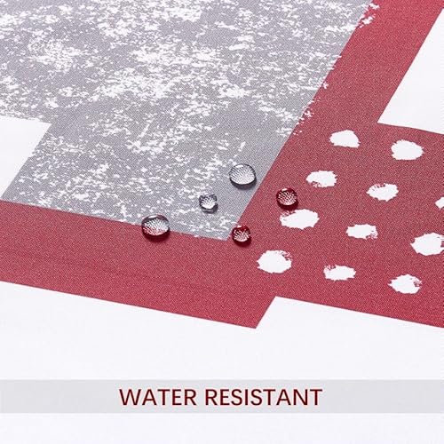 Yostev Red Geometric Shower Curtain Set With Metal Hooks,Red And Black White Modern Fabric Shower Curtain For Bathroom Bathtubs,Washable Waterproof,72X72 #TOP3