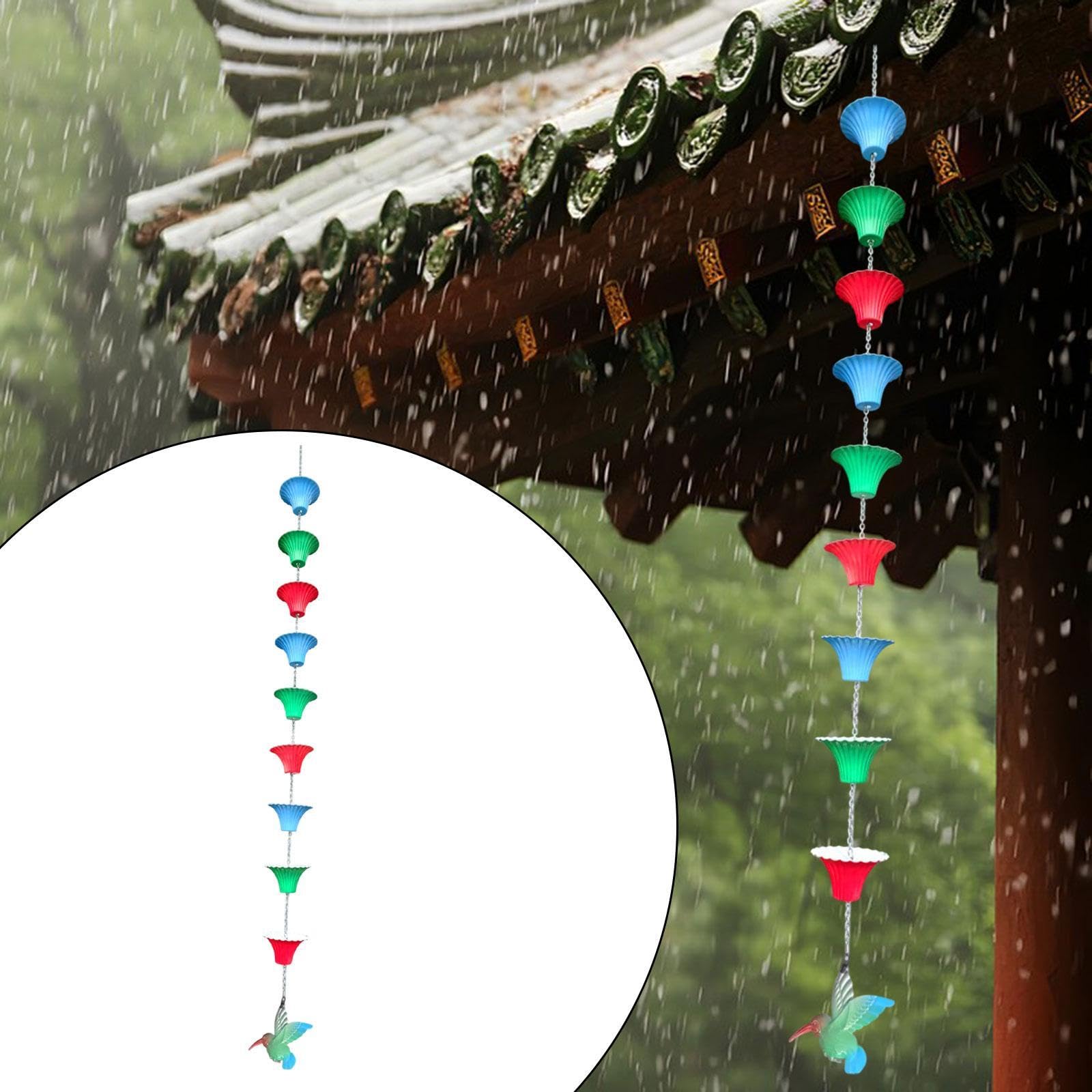 MYCENSE 120cm Wrought Iron Rain Chain Hanging Decoration 9 Rain Collector Cups for Stunning Fountain Display Sturdy Multipurpose