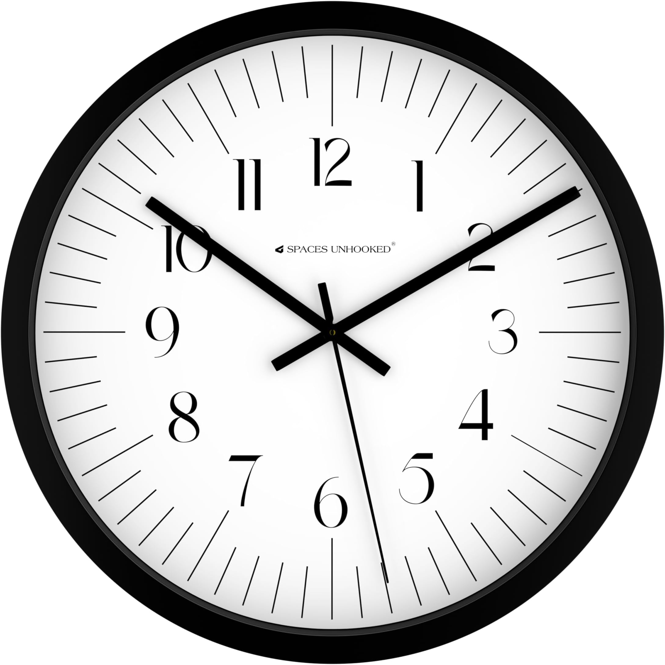 Black Frame Arabic Numeral Wall Clock with Silent Quartz Movement | White Dial Analog Clock for Living Room, Bedroom & Office Dcor