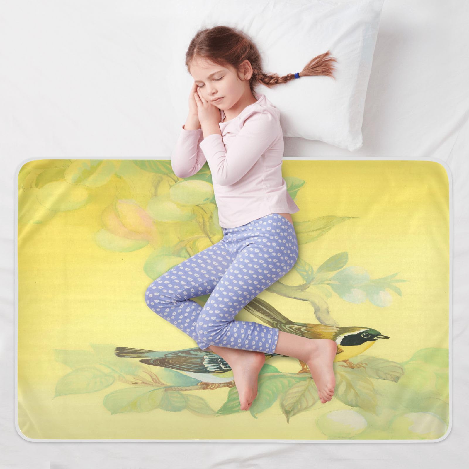 susiyo Bright Birds on Branch Bed Pads for Incontinence Mattress Protector Anti-Slip Waterproof Pads (56