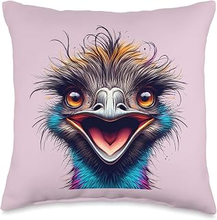 Funny Ostrich Emu Bird Australian Emu Face Emu Lovers Throw Pillow