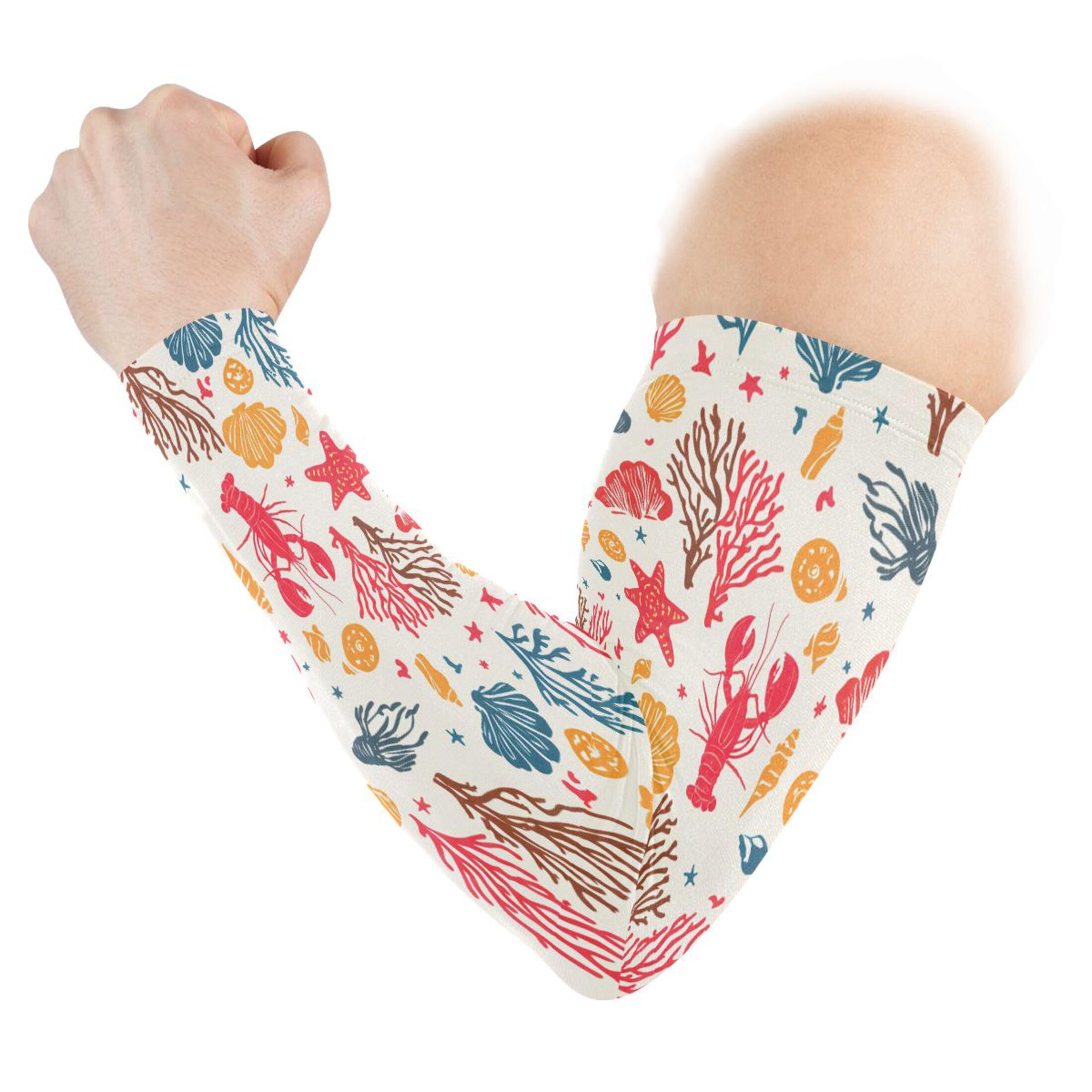 Takiito Nautical Lobsters Arm Sleeves for Men Women, Cooling Arm Sleeve UV Sun Protection Compression Arm Sleeve, Breathable & Moisture Wicking