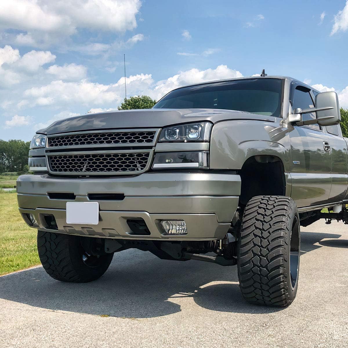 PM PERFORMOTOR Front Bumper Fog Lights Lamps Compatible with 04-07 Chevy Silverado 1500 2500 3500 HD,Clear Lens