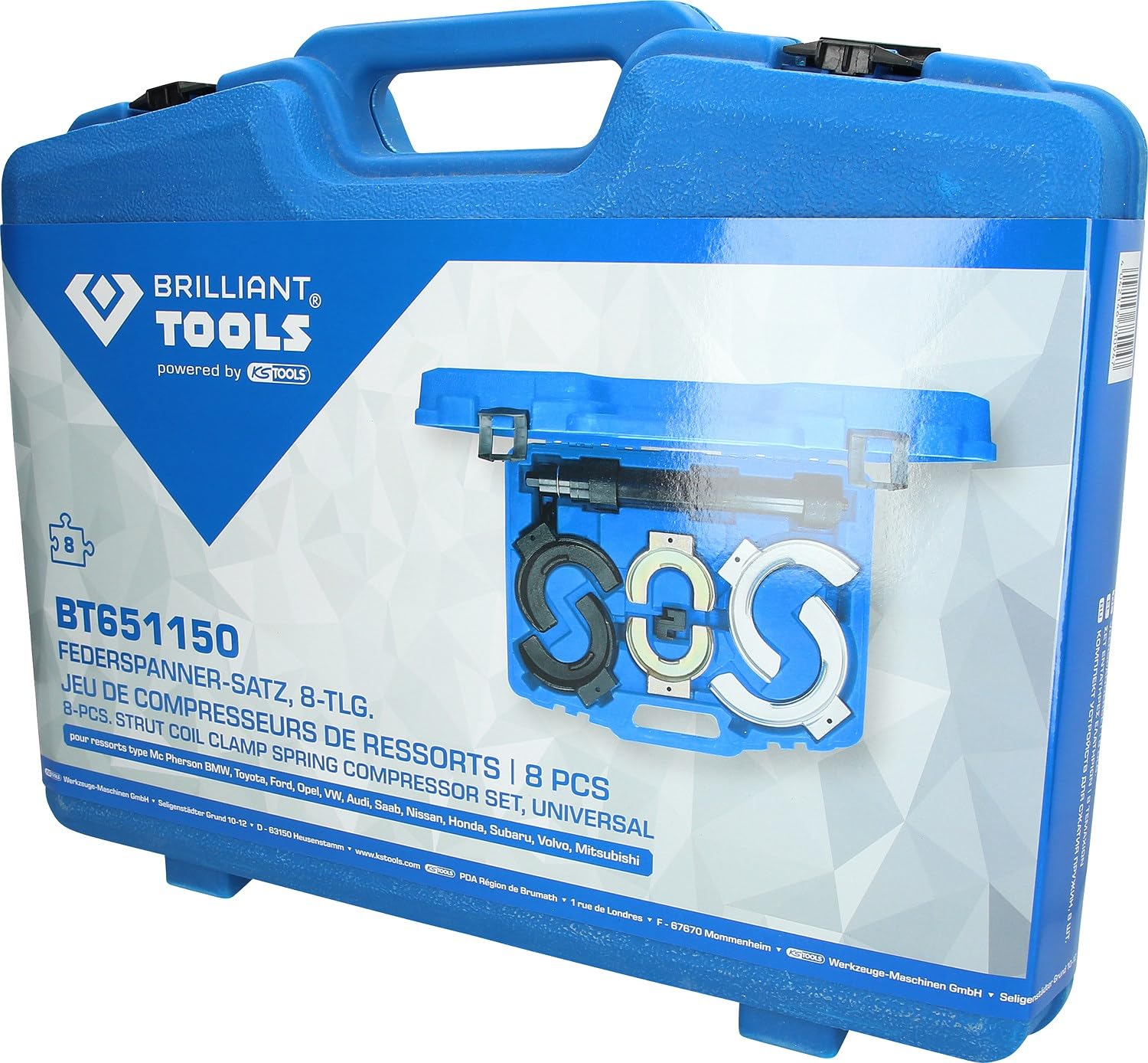 BRILLIANT TOOLS BT651150 Juego de tensores de muelles, 15 pzs [Powered by KS TOOLS]