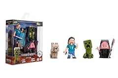Metalfigs 4-Pack – Minecraft Movie Die-Cast Figures – Steve&comma; Wolf&comma; Creeper&comma; Malgohsa – 2&period;5-Inch Scale Collectible Set for Kids and Fans – Durable Metal Build