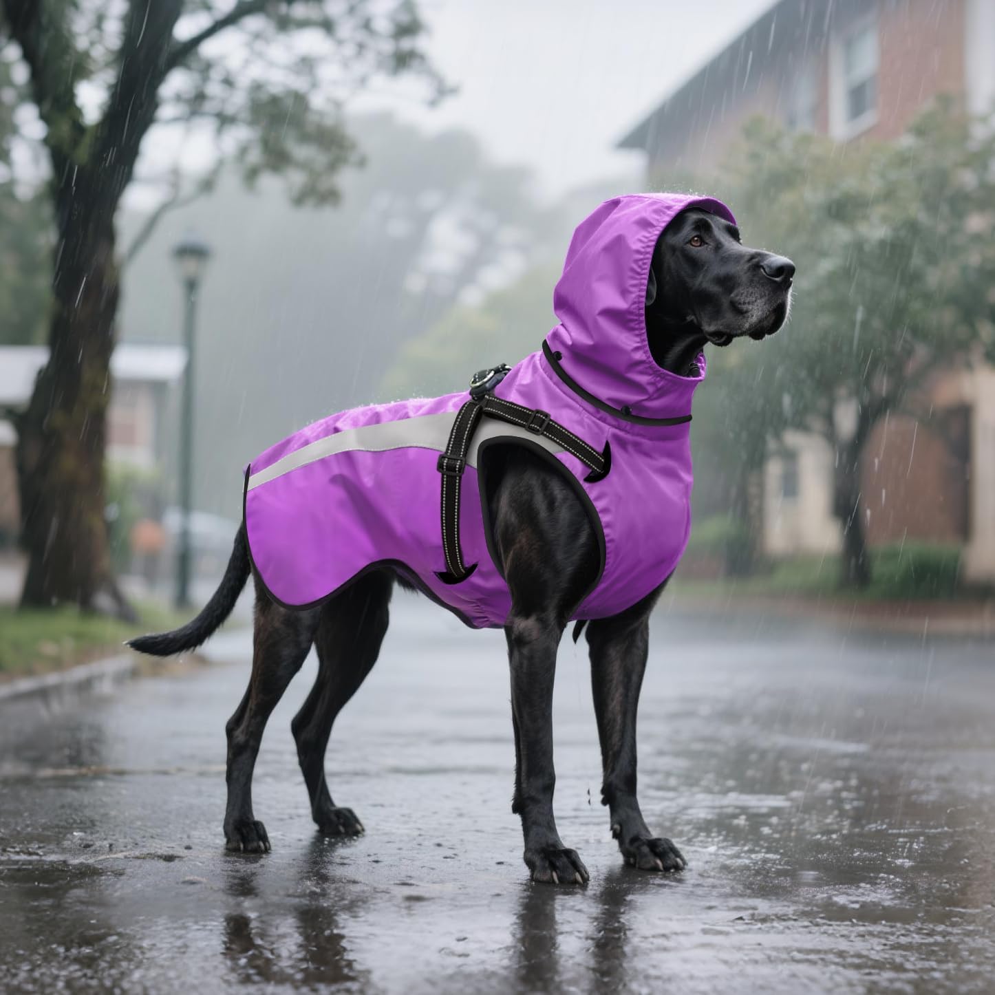 Mosucoirl Dog Raincoat Waterproof Raincoats for Dog Reflective Dogs Rain Jackets with Hood Hoodie Pet Rain Poncho Coat for Small Medium Large Dogs Puppies S-XXL (Purple, M)