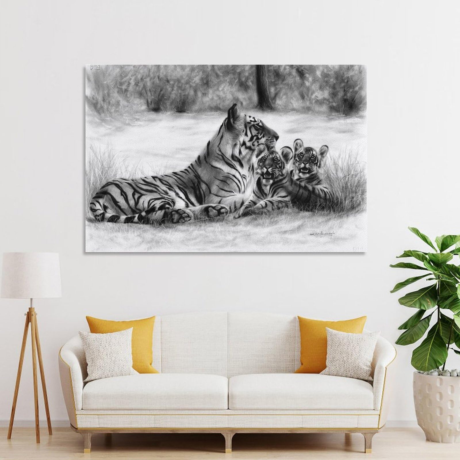 Junmoney Wall Picture Print Bengal Tigers, 20x30inch(50x75cm), for Living Room, Lounge Or Sitting Room, A Home Accent with Warm Character