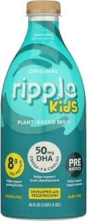 Ripple Kids Original Vegan Pea Milk 48oz - 8g Protein, DHA, Prebiotics, Pediatrician-Approved Dairy-Free Nutrition for Growing Kids