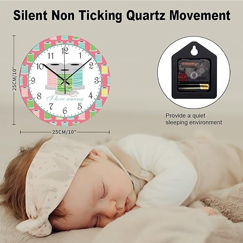Miniatura 2 de Reloj de pared de madera con texto en inglés "I Love Stitch", bonito reloj de pared silencioso sin tictac, relojes de pared decorativos para cocina,