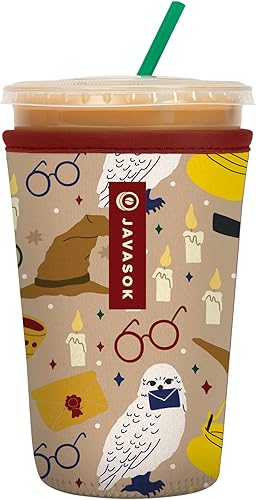 Sok It Java Sok - Funda de neopreno aislada para taza de café helado y soda fría (horcrux, mediano 22-28 onzas)