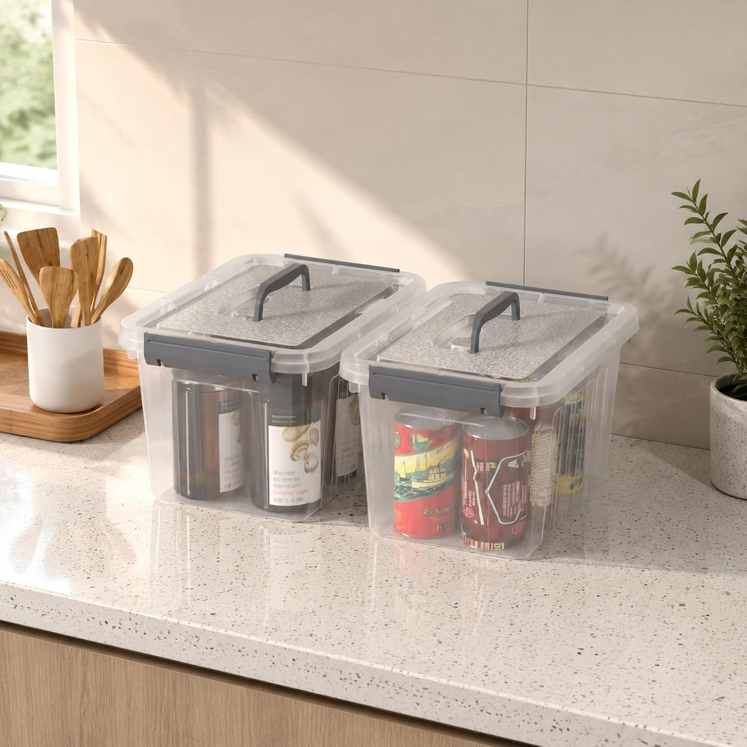 6-Pack Storage Bins with Lids, 7 Quart Organizing Containers | Stackable See-Through Durable Nestable