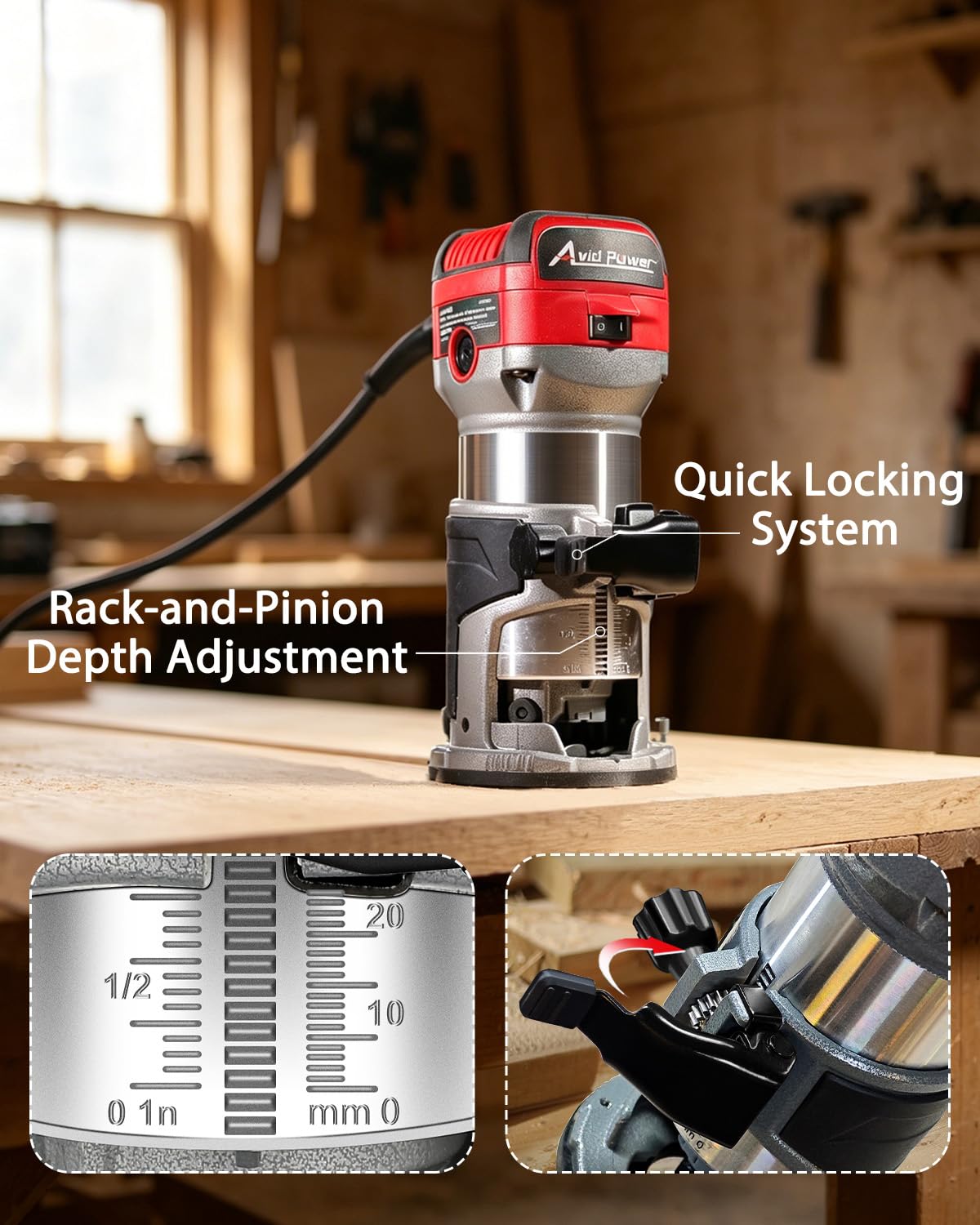 AVID POWER Router - Woodworking Power Tool -5