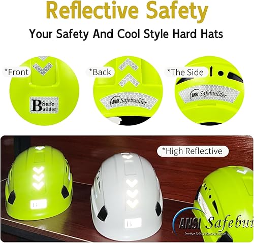 Miniatura 8 de Casco de seguridad industrial con visera incorporada, casco duro ABS con visera ajustable, protección para la cabeza de construcción, ANSI Z89.1