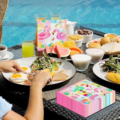 Miniatura 2 de 40 servilletas de fiesta en la piscina, suministros de fiesta de piscina de verano, servilletas de papel desechables para la playa para niños,