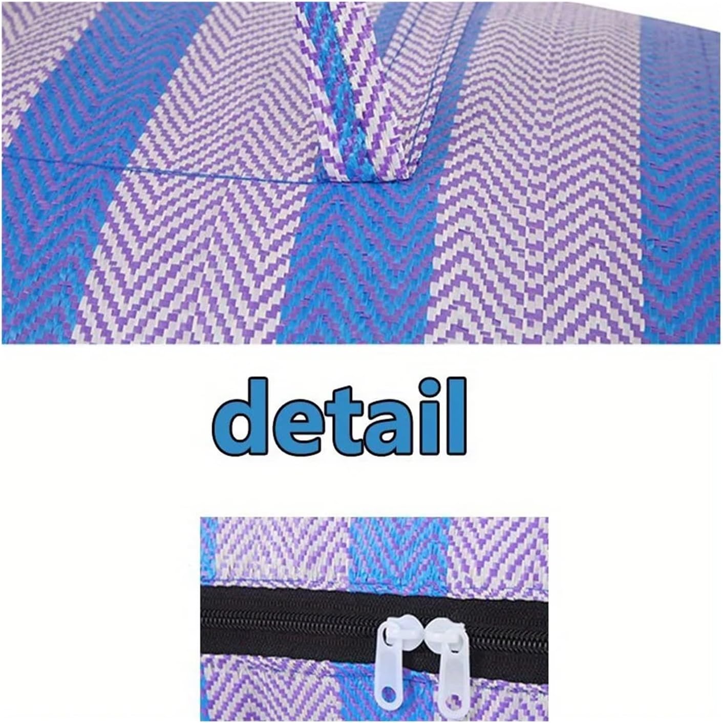 1pc Large Capacity Luggage Moving Nylon Stripe Printing Bags with Reinforced Handles，Heavy-Duty Storage Tote for Clothes, Quilt(L-85x46x32cm)