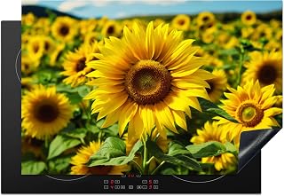 KitchenYeah© Cubre Vitrocerámica - Protector Vitroceramica Induccion 78x52 cm - Tapa Vitroceramica - Protector de Vitroceramica Girasol - Amarillo - Naturaleza - Flores