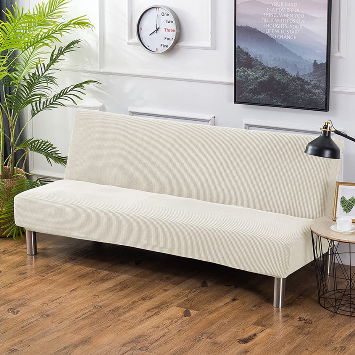Housse de futon universelle stretch beige pour clic-clac 200cm