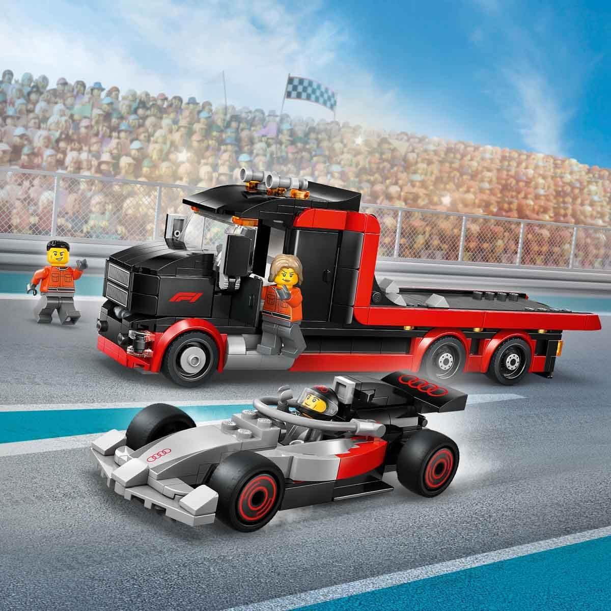 Lego City F1(R) Display Transport Truck and Audi F1(R) Race Car Toy Birthday Present Blocks Boys Girls Children 7 8 9 Years Old Elementary School Vehicle Car Mini Car Game 60493