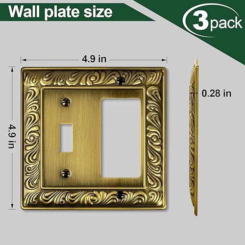 Miniatura 9 de Placa decorativa de pared de latón antiguo, cubierta de interruptor de luz, cubiertas de enchufe decorativo, placas de interruptor basculante,