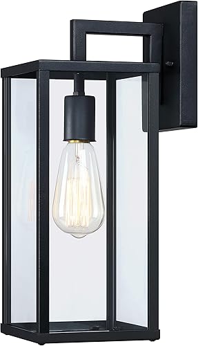 Farol de pared para exteriores, 15 pulgadas, grande, impermeable, aplique de pared, lámpara de pared, antióxido, color negro, iluminación de montaje