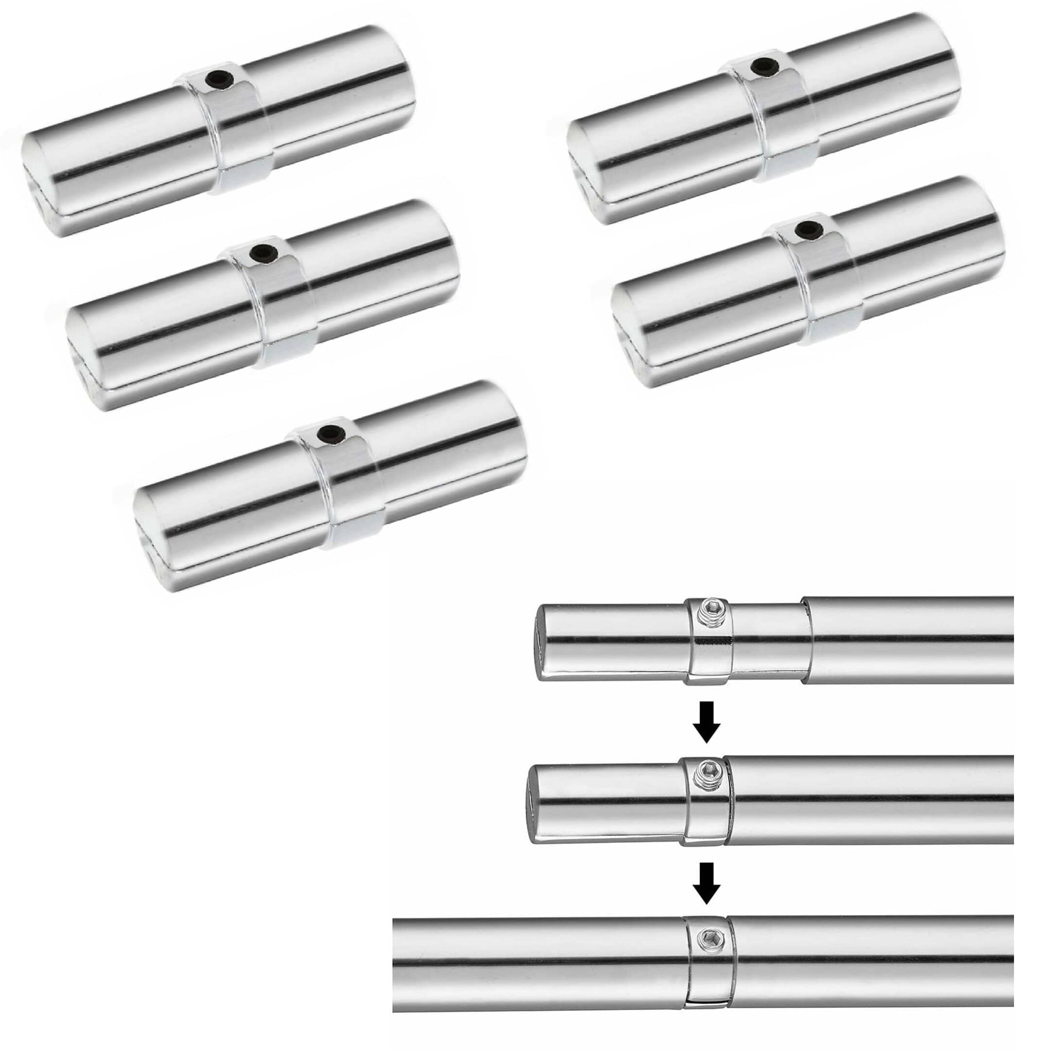 My Shopfittings Chrome 5 X 25Mm Tube Joiner Bracket For 25Mm Dia Tube Rail Display Rack Tube Joiner Connector Inner Diameter 25Mm Strong Connector