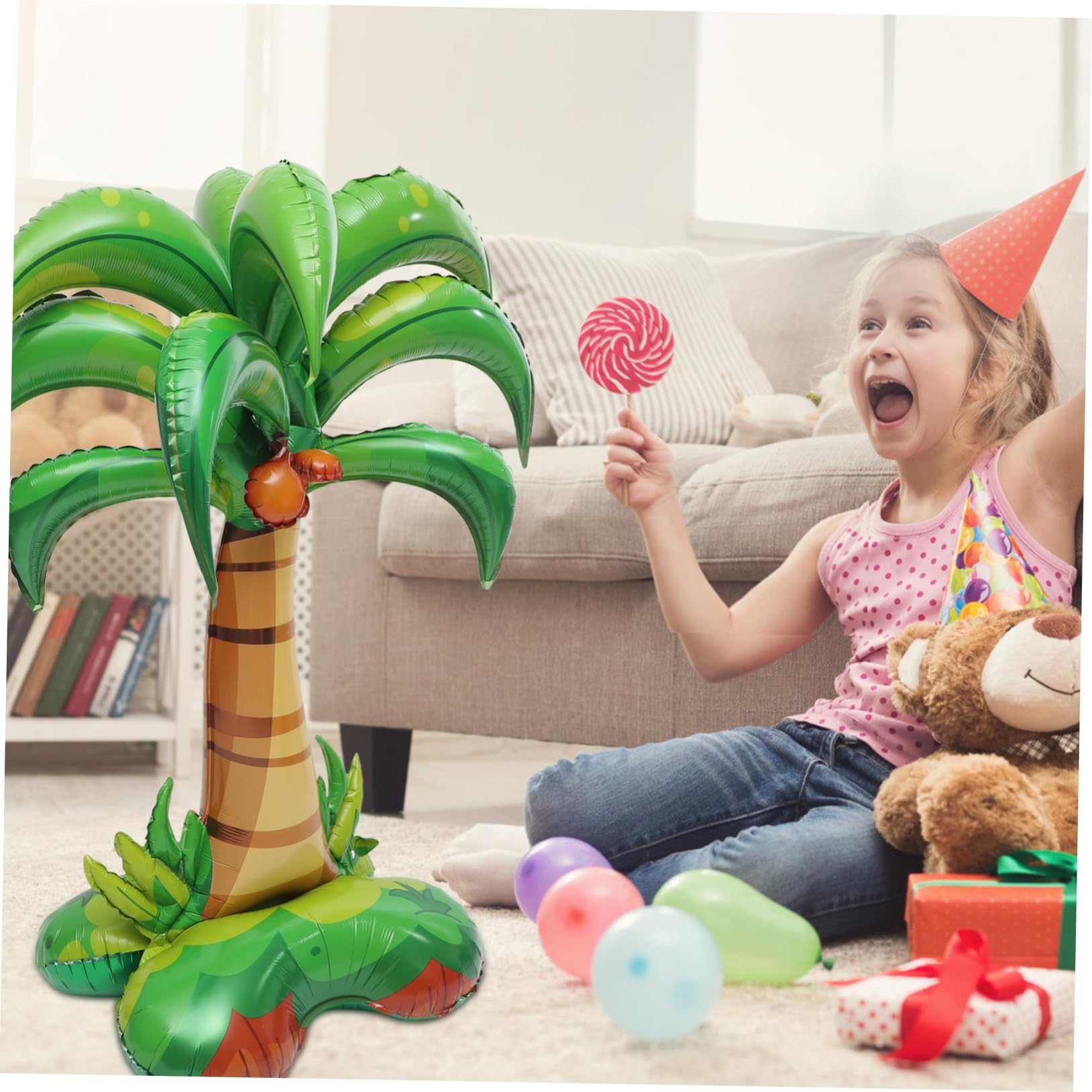 BESTonZON 5 Gonfiabile Forma Palma Cocco Decorazione per Hawaii Foil Atmosfera per Compleanni e Celebrazioni