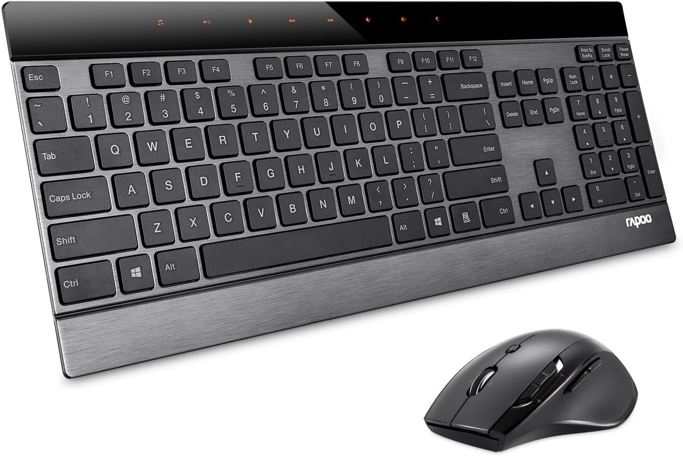 Auawak Rapoo 8900P 5G Multi-Media Programmable 4.0mm Ultra-Slim Wireless Keyboard and Laser Mouse Combo for Laptops Desktops PC - IF Design Award Winner