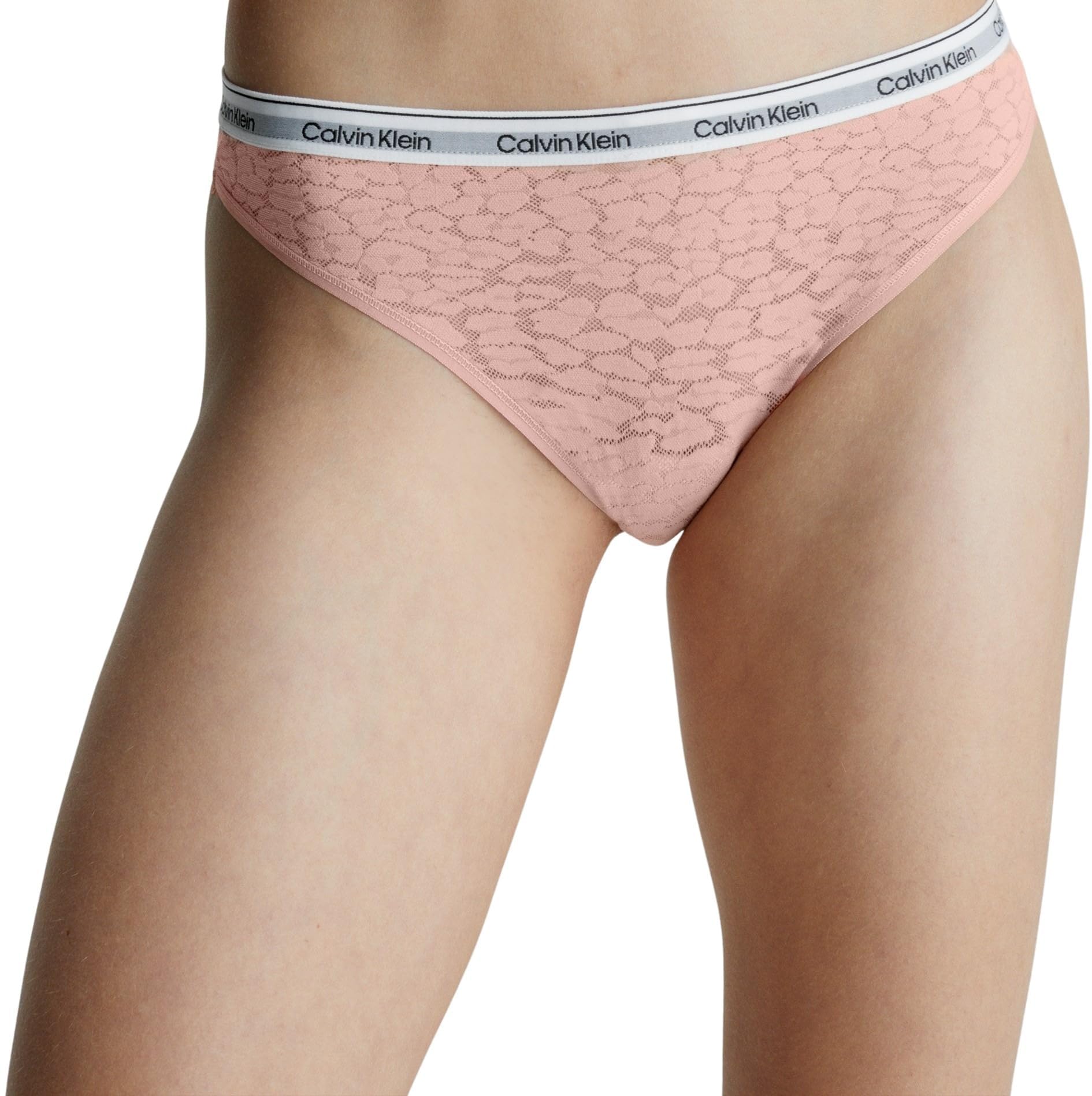 Calvin Klein Women's Pink (Subdued) ’S High Leg Lace Thong, Xl