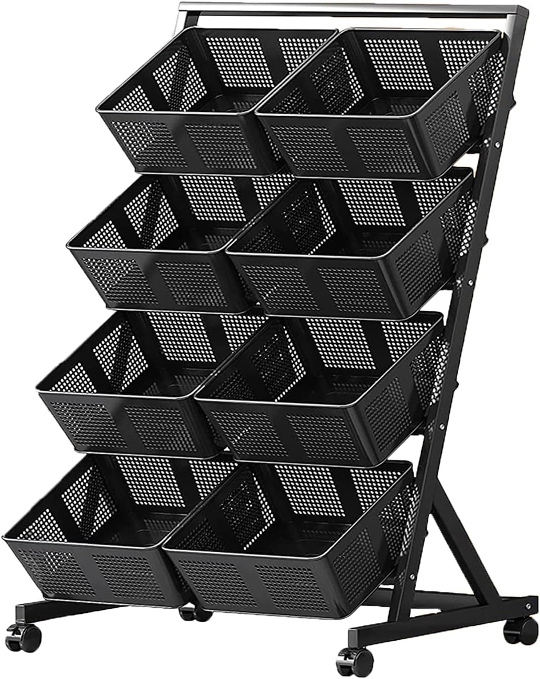 Metal Kitchen Storage Baskets on Wheels Floor Stand Fruit